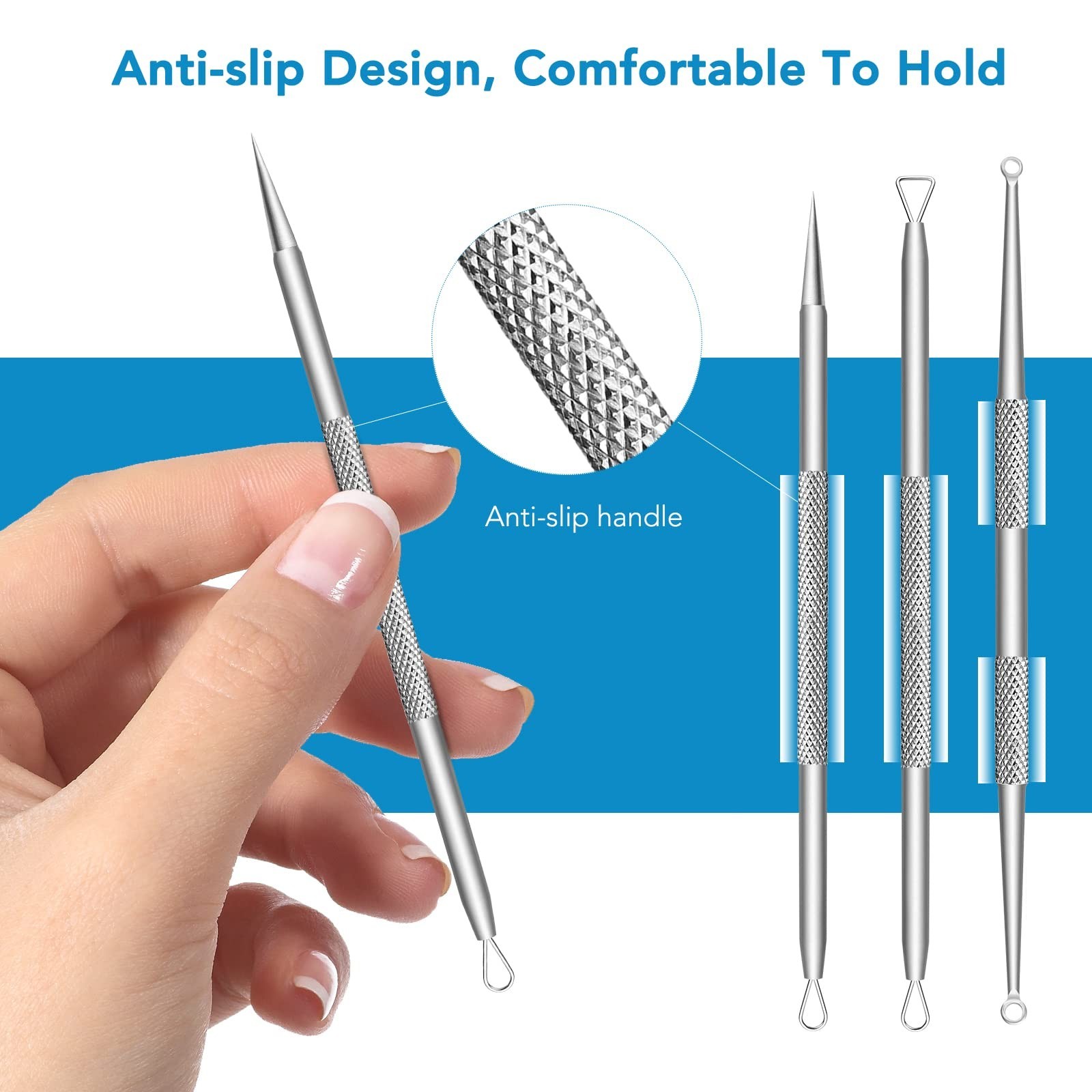 Acne Needle Blackhead Remover - Pimple & Comedone Extractor Tool Kit with Tweeze