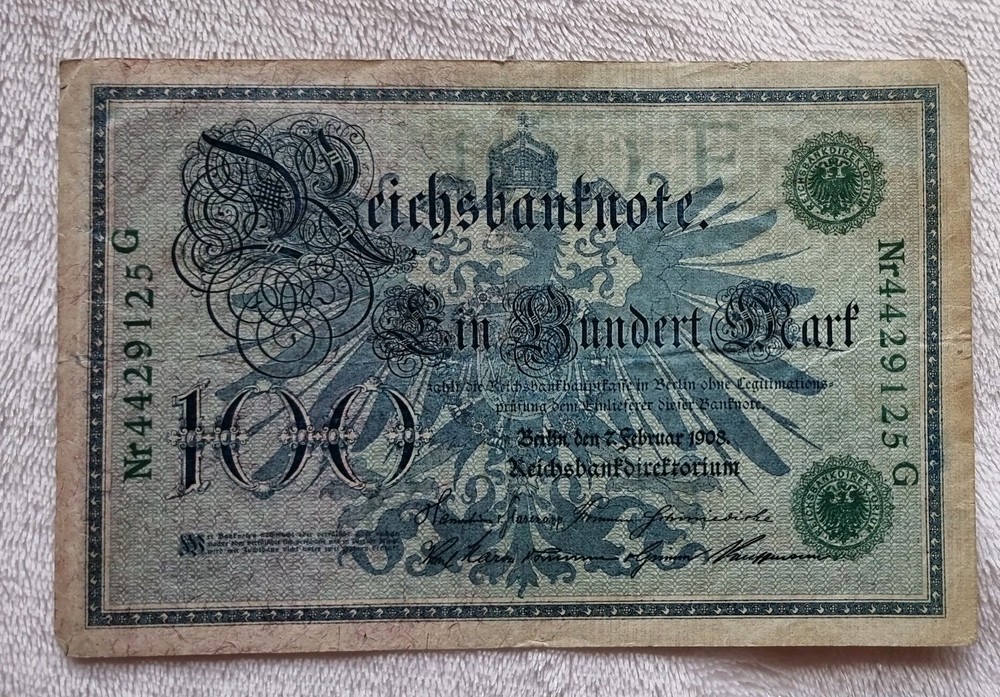1908 Germany Reichsbanknote 100 Mark Banknote Circulated