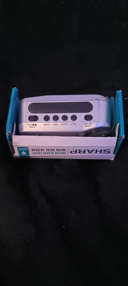 Sharp Digital Ascending Alarm Clock, Silver Case with Green LEDs, SPC100D