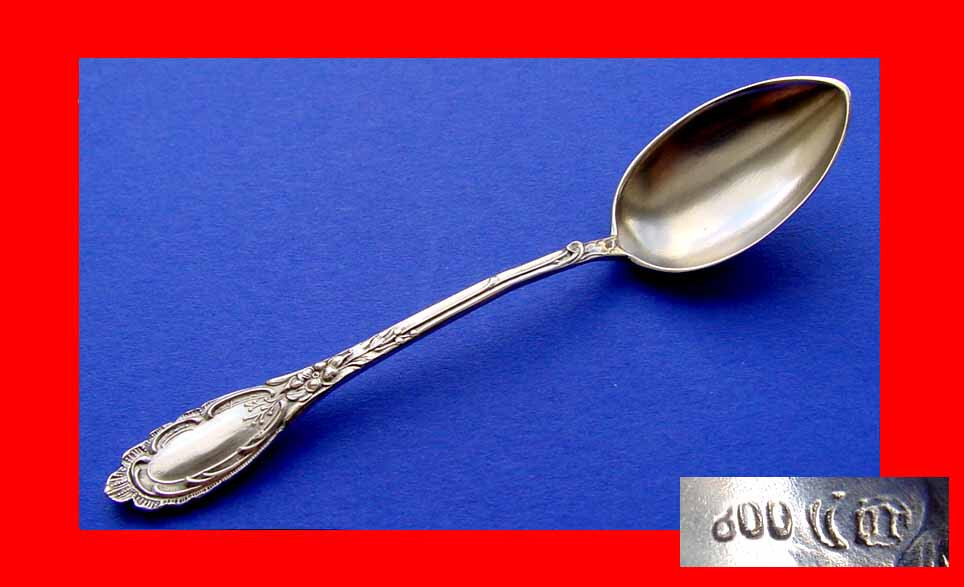 Gorgeous Rococo Mocca Spoon Coffee Spoon 800er Silver A399
