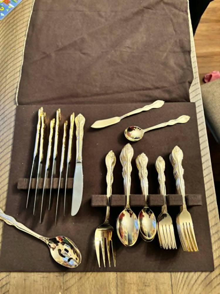 International Deepsilver Gold Electroplate Countess Silverware 57 Pieces