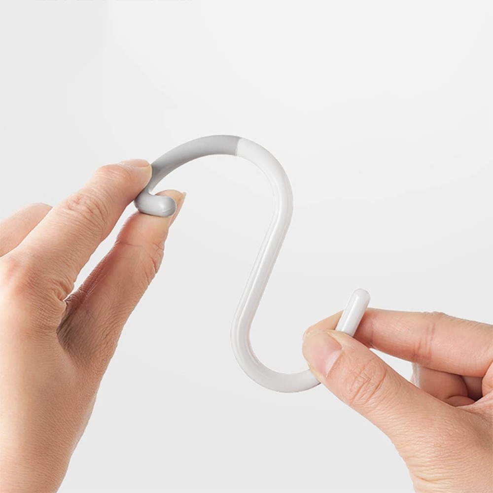 Mt.Jun 6-Pack Secure Quiet Plastic S Hooks, Flexible Neck for Easy Twist Lo...
