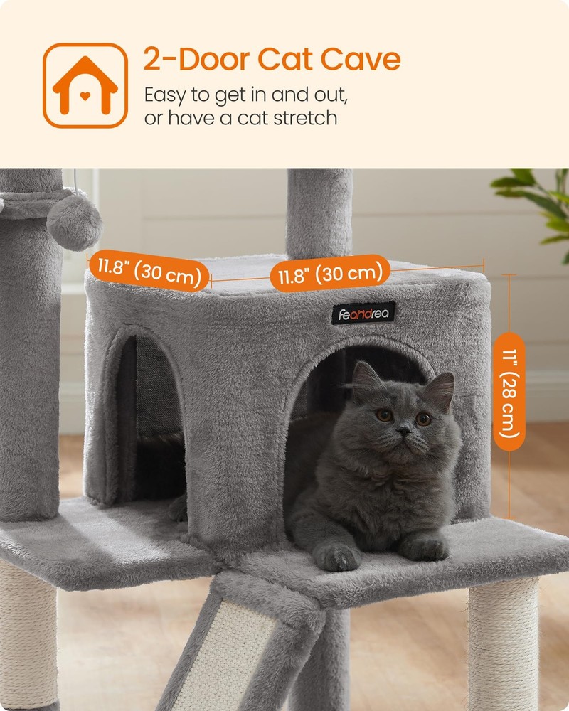 FEANDREA Cat Tree with Sisal-Covered Scratching Posts, Cat Tower, Cat Condo