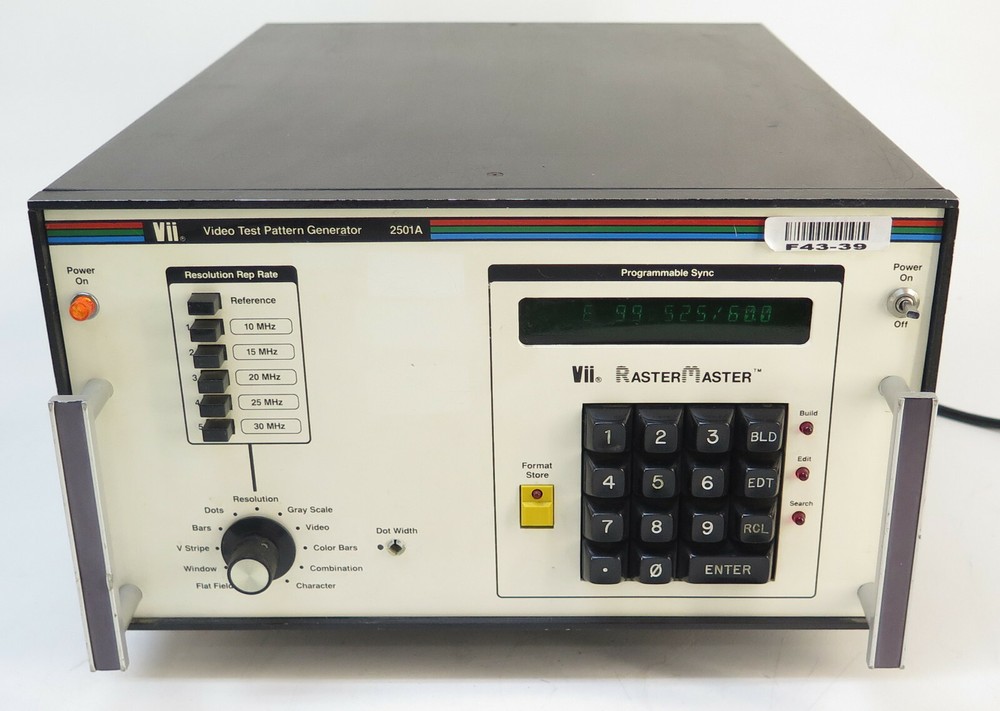 Vii 2501A Video Test Pattern Generator w/ Instruction Manual & RasterMaster Log