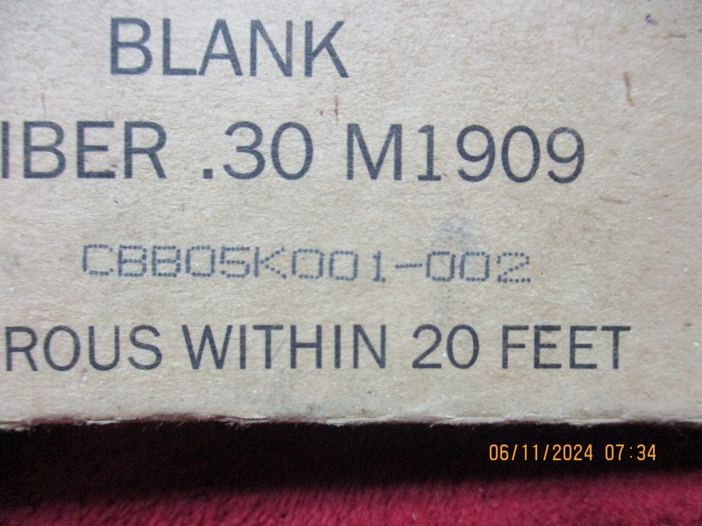 Vintage USGI Caliber .30 M1909 Blank Ammo Box, (EMPTY)