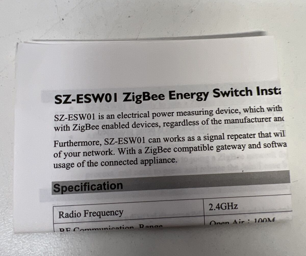 Sercomm SZ-ESW01 Zigbee Energy Switch NEW