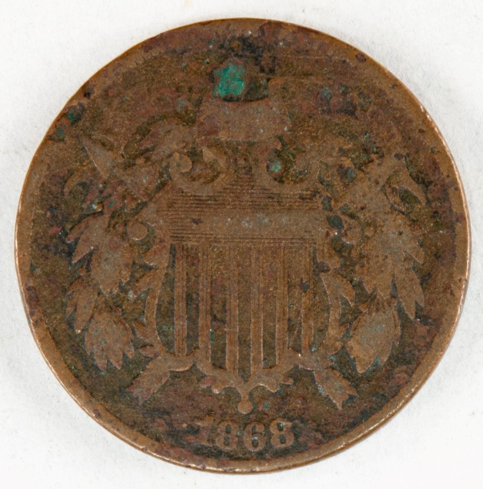 1868 2 Cent Copper Piece About Good