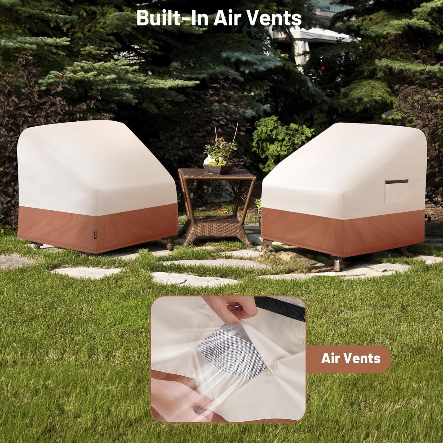 2 Pack Waterproof Patio Chair Covers with Air Vents for Swivel/ Rocking Chair