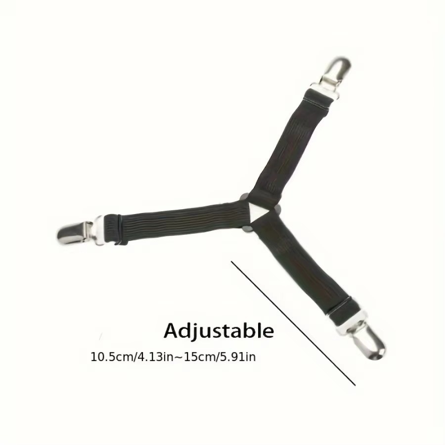 4pcs Black Anti-Slip Triangular Fixator Adjustable Elastic Bed Sheet Holder