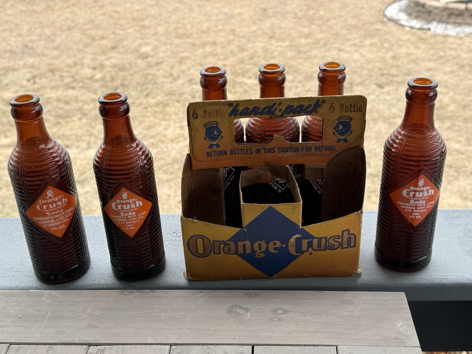 Rare 1940’s Orange Crush Cardboard 6 Pack Handi-Pack W/ Bottles Clinton Iowa