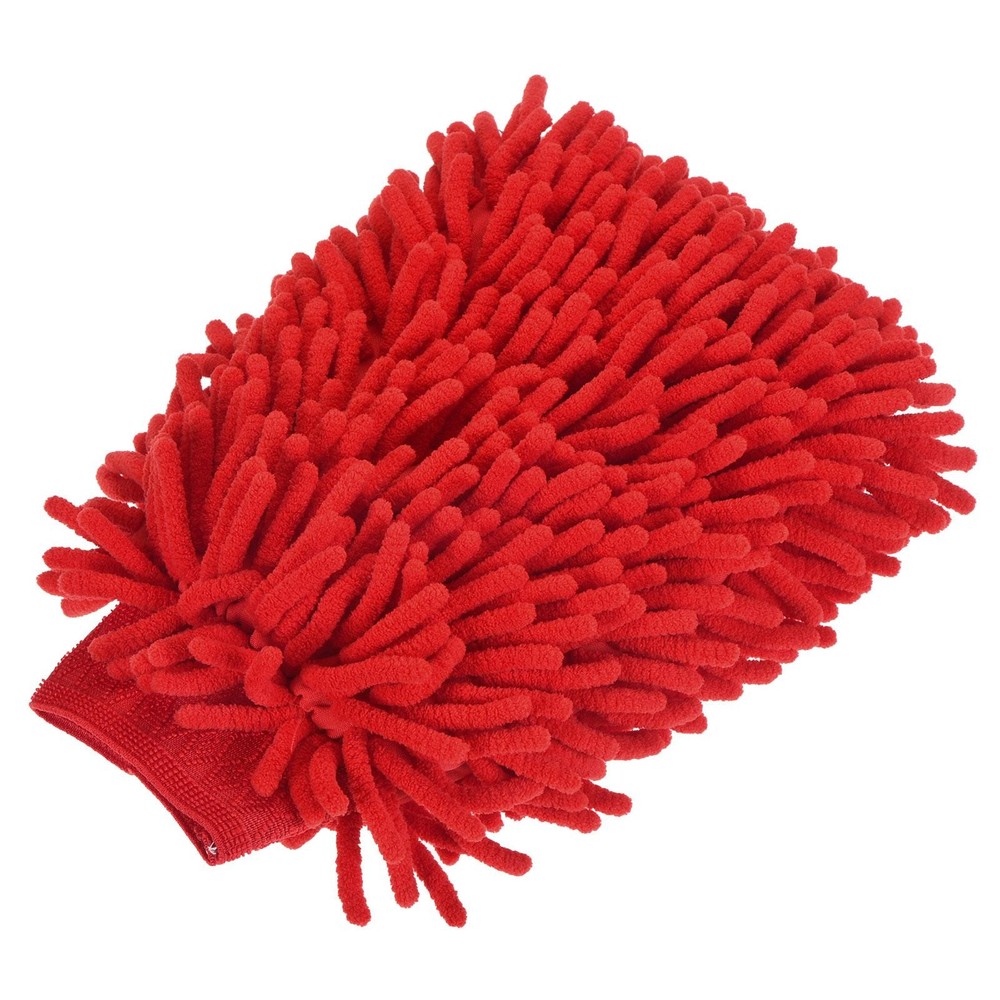Microfiber Chenille Double-Sided Large Dusting Wash Mitten Rose Red