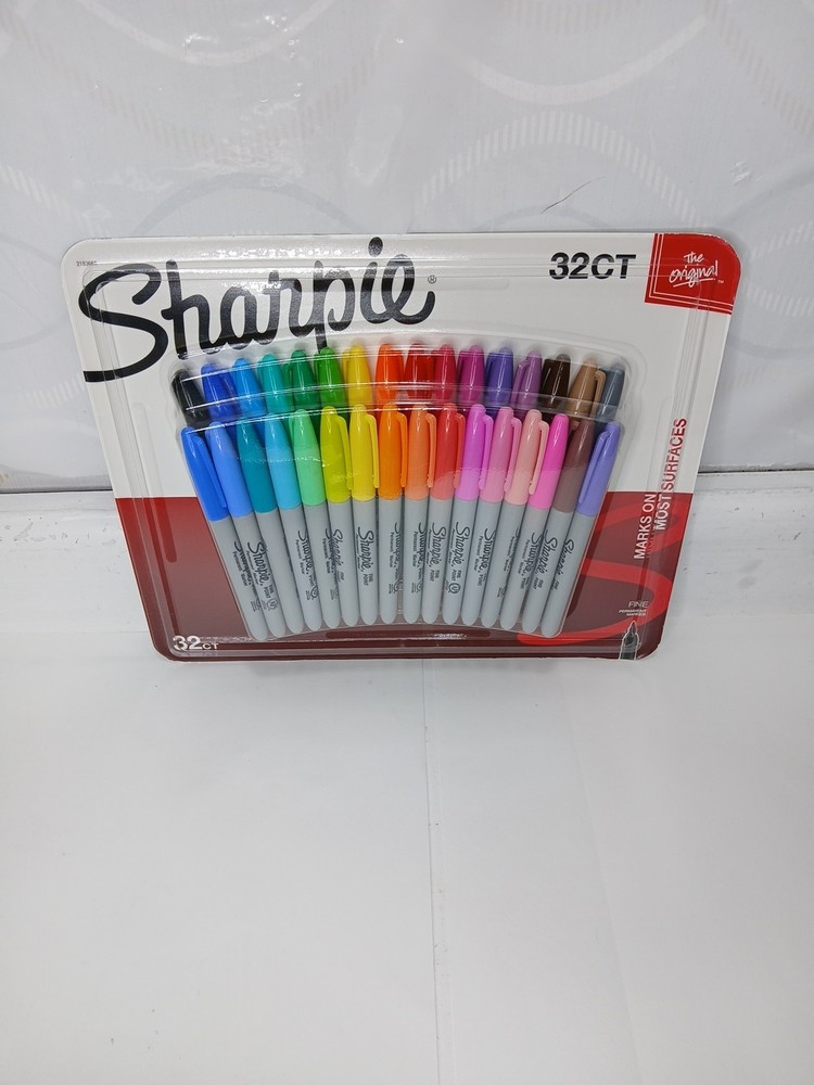 SHARPIE Permanent Markers ~ Fine Point ~ 32 Count (Multicolor) Pens ~ NEW