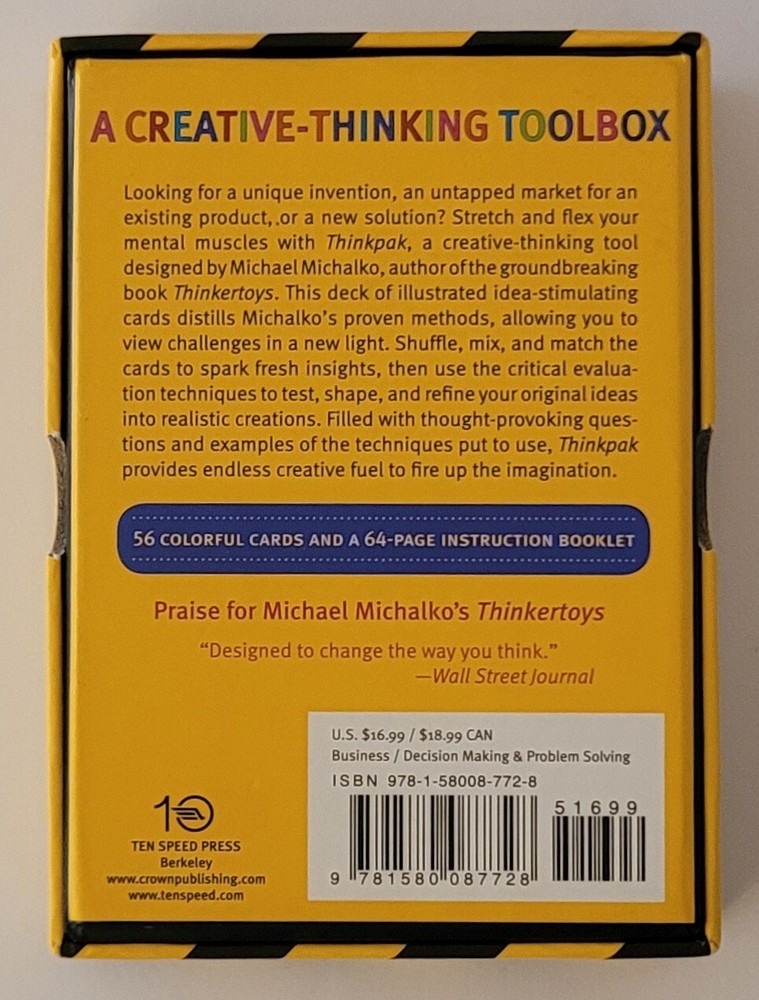 Thinkpak Revised-A brainstorming card deck. Preowned, cards unopened.