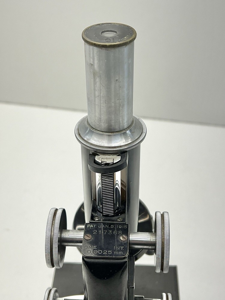 Vintage BAUSCH & LOMB Monocular MICROSCOPE w/ 3 Objectives Dated 1915