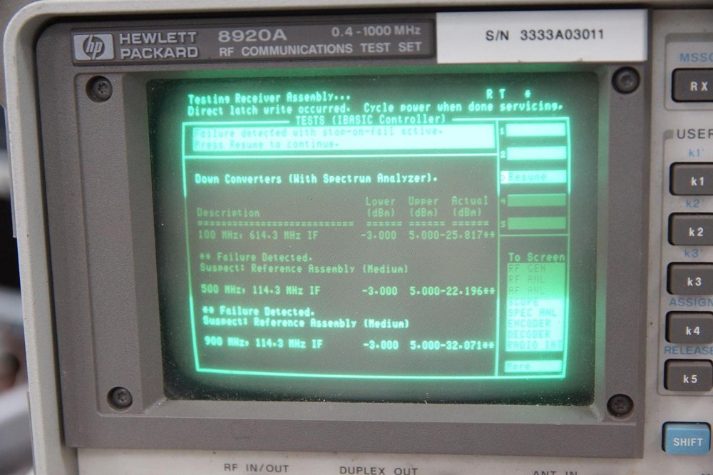 HP Agilent 8920A RF Communications Test Set / Spectrum Analyzer