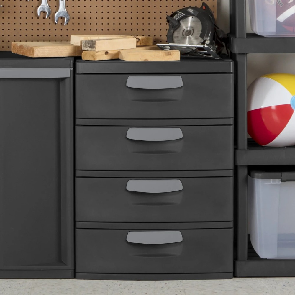 Sterilite 4 Drawer Unit, Durable Plastic Storage Solution for Garages and Baseme