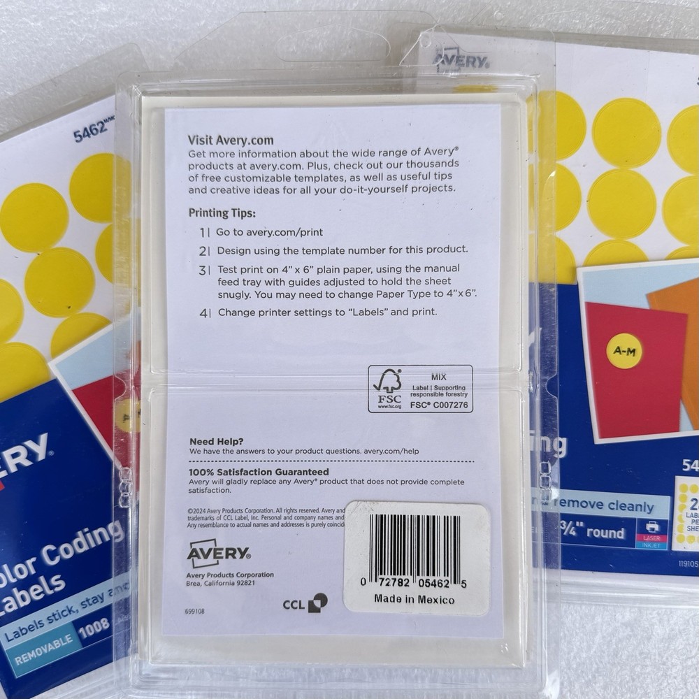 3-Pack! Avery Dennison Ave-05462 Round Color Coding Label - 0.75" Diameter