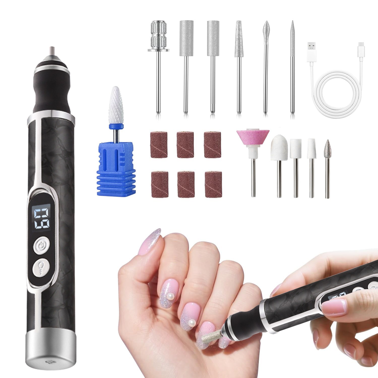 Kit Toe Nail Grinder Drill For Thick Toenail Set Manicure Pedicure Tool Electric