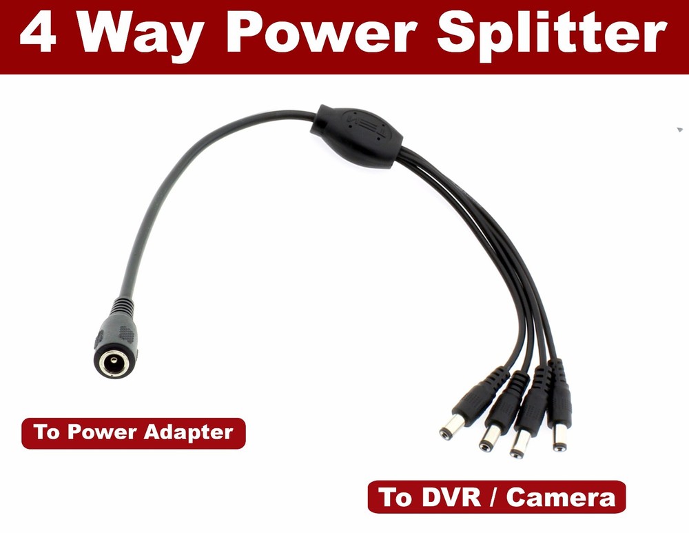 DC 12V 3Amp Power Adapter 4-Split Power Cable for CCTV Security Camera
