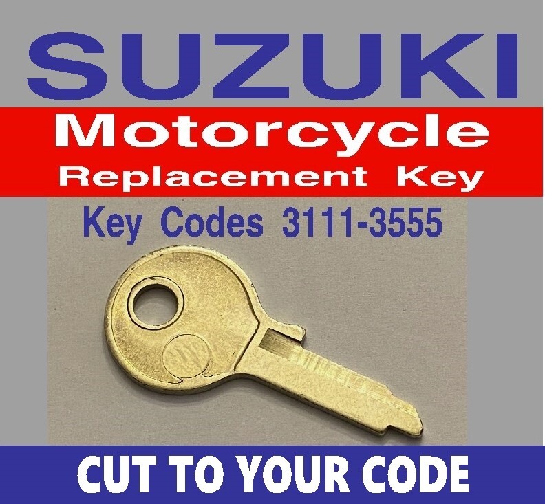 Suzuki Motorcycle Replacement Key Cut to Code 4 digit codes 3111-3555