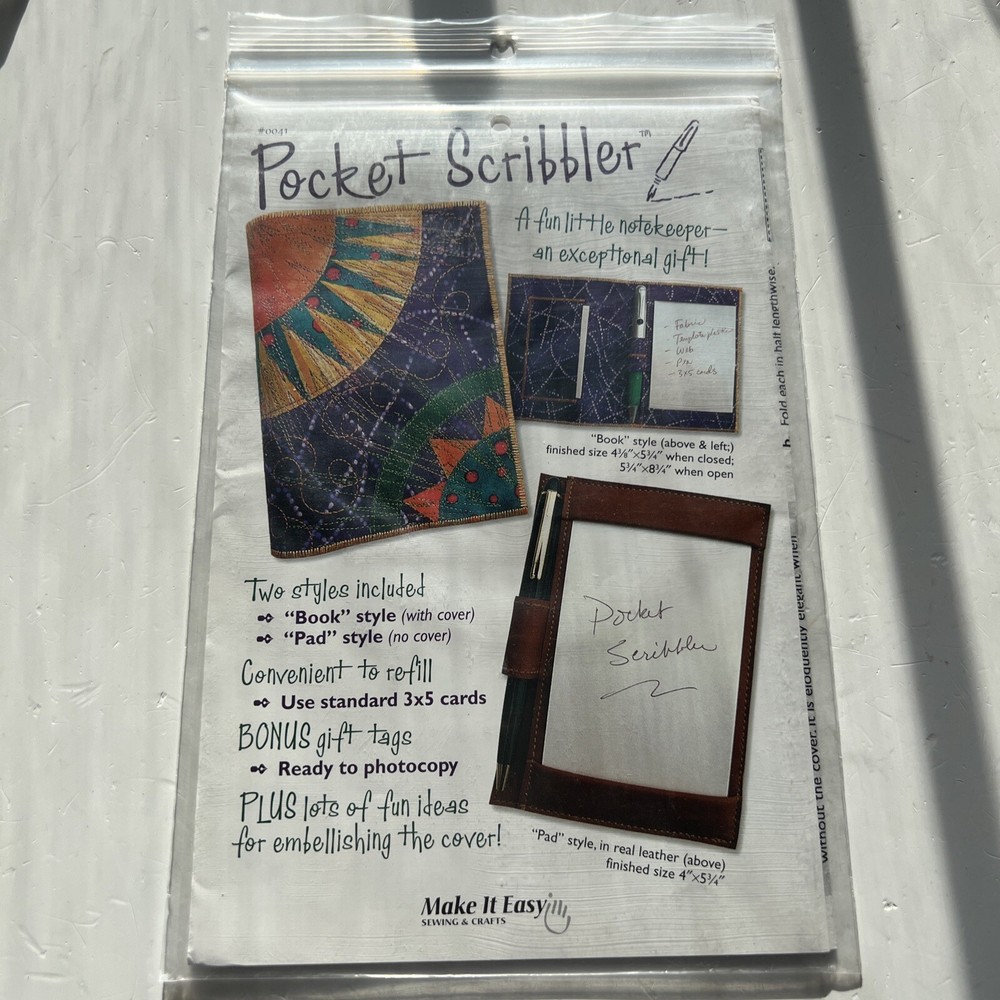 Vintage Pocket Scribbler sewing Pattern #0041 note keeping/card holder
