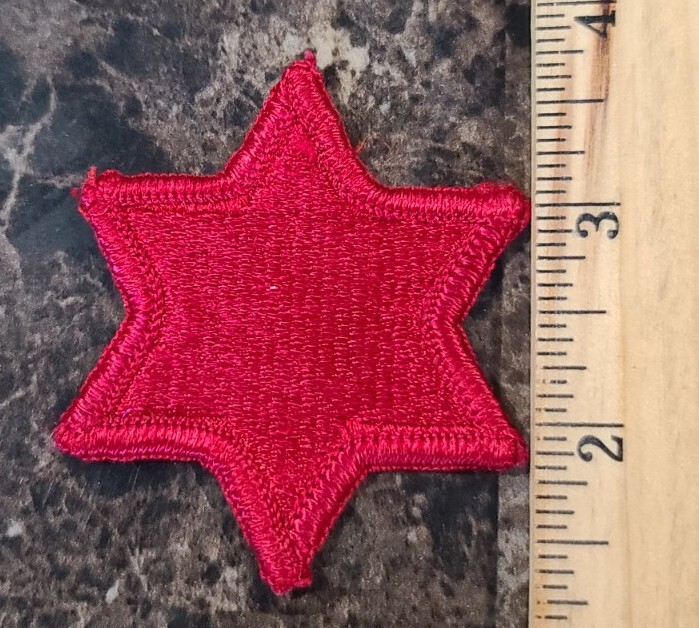 WW2-Army 6th Infantry Divison Shoulder Sleeve Insignia Patch Solid Red Star-War