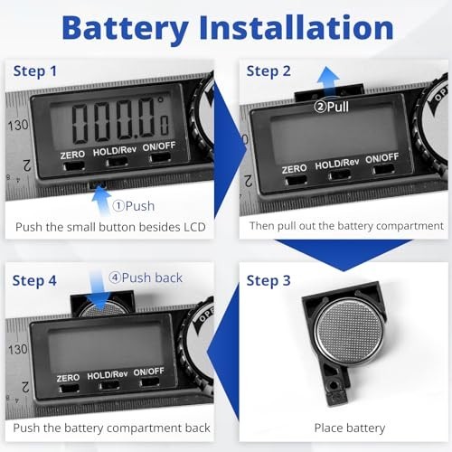 7" Digital Angle Finder Protractor - Adjustable Angle Gauge Tool for Carpentry &