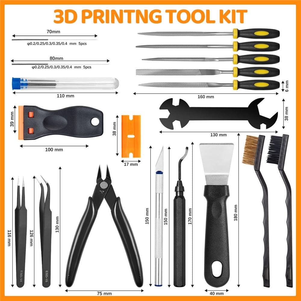 50Pcs 3D Printer Tool Kit & Accessories for All FDM/SLA Printers, Includes No...
