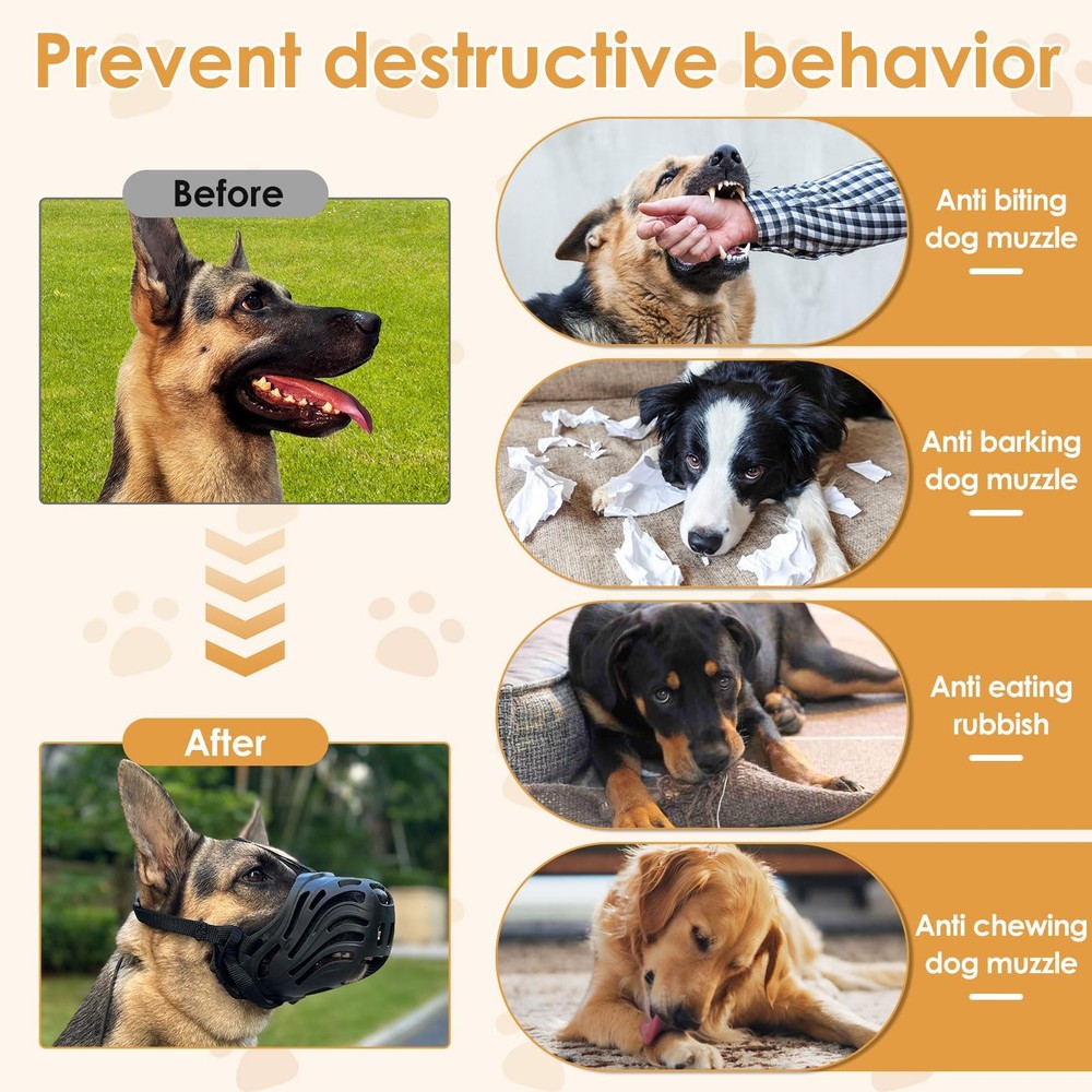Dog Muzzle, Silicone Dog Muzzle, Durable, Breathable, Anti Bite, Anti Barking...