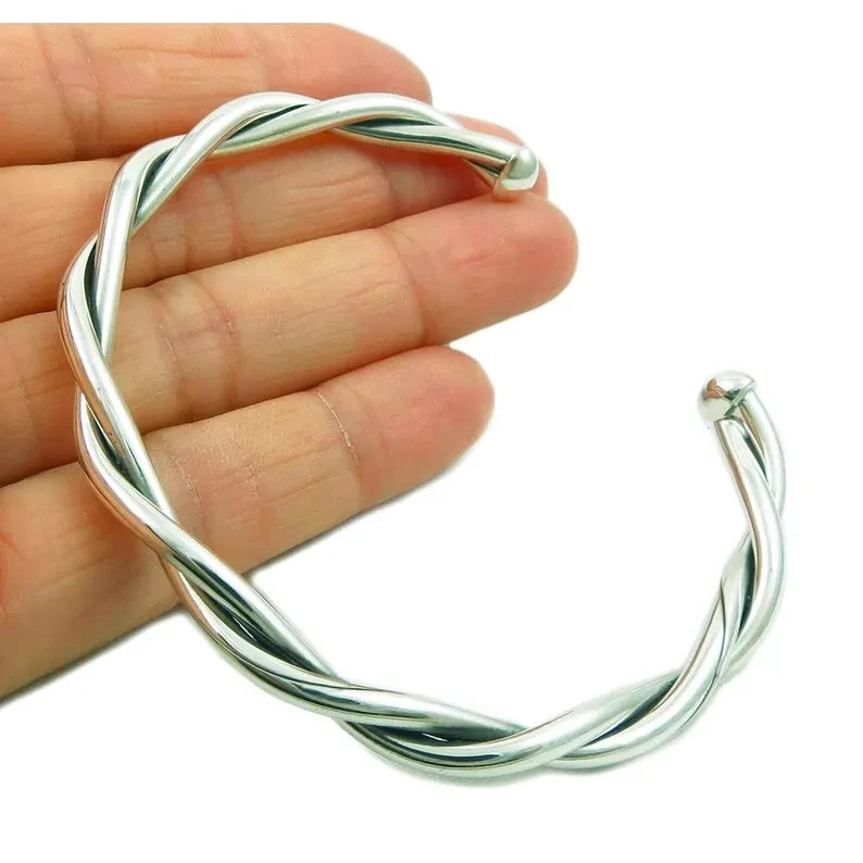 Adjustable Cuff Bracelet Handmade Solid 925 Sterling Silver Bangle AII Size P59