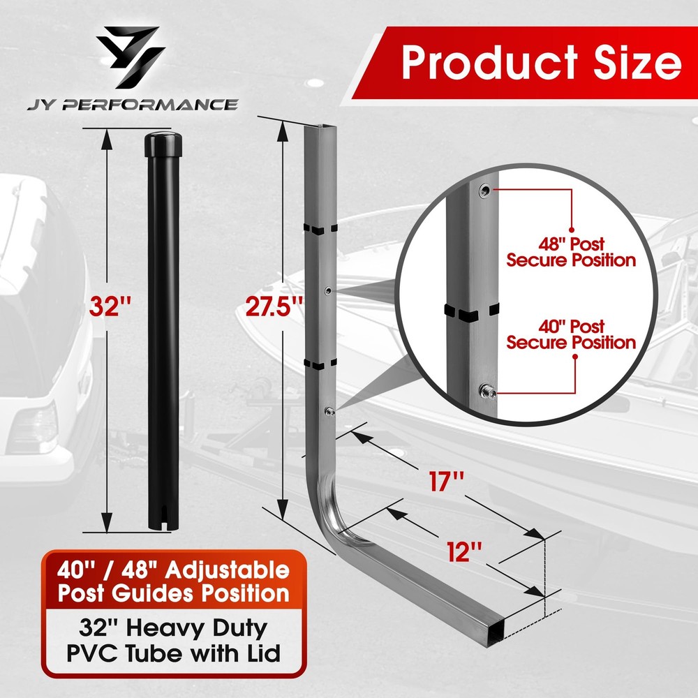 Boat Trailer Guide-ons, 40/48 Adjustable, 2PCS Rustproof Electro-Galvanized S...