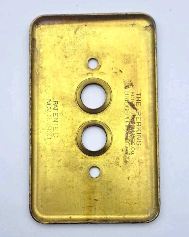 Vintage Push Button Light Switch Wall Plate Covers Rectangle Brass Hardware