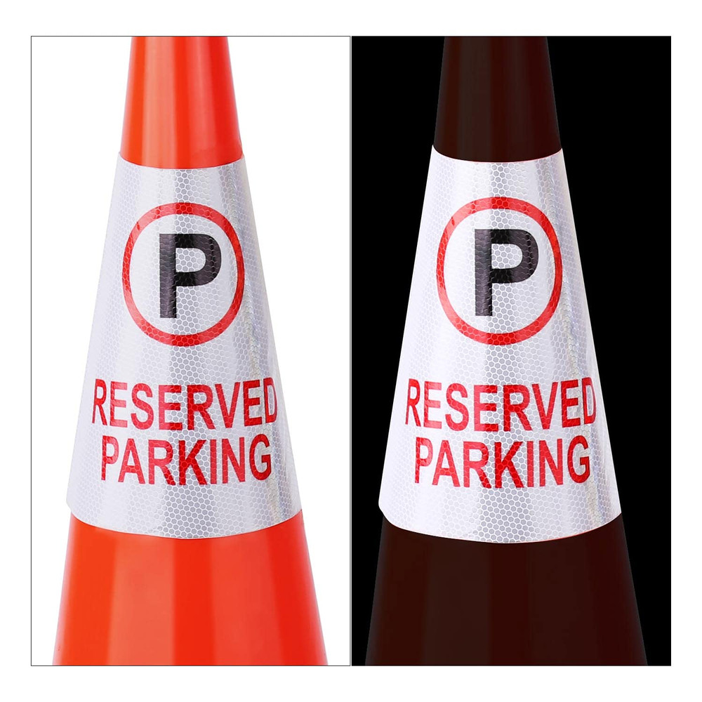 4 Pack " Reserved Parking " Bright Reflective Collars Sleeve, Cone Message Stick
