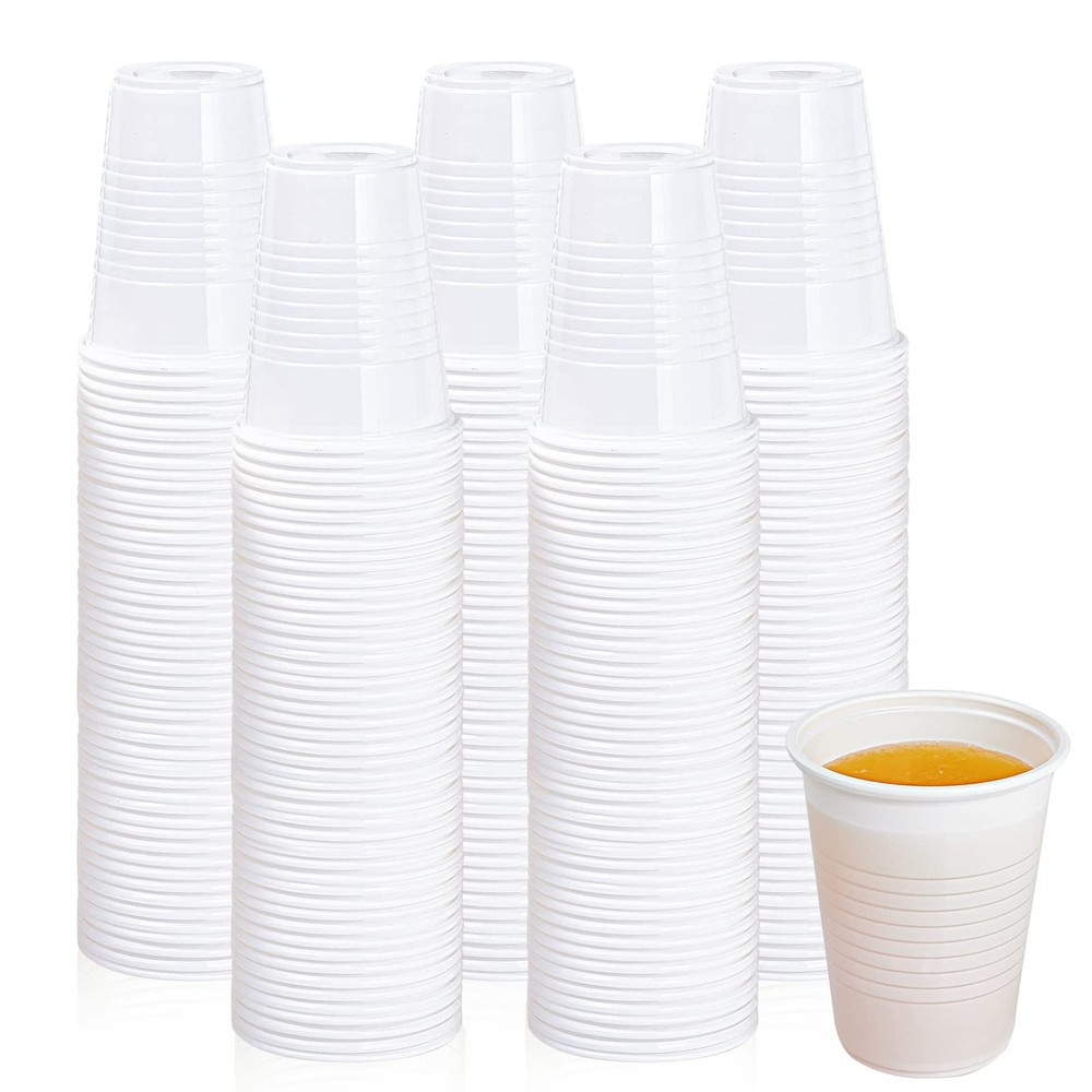 500 Pack 5 oz Disposable Plastic Cups, Small Plastic Drinking White Beverage ...