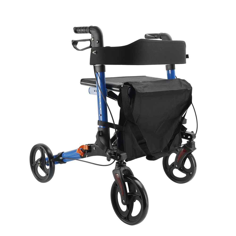 6-Level Adjustable Seat 8-Wheel Foldable Rollator Walker Mobility Aid