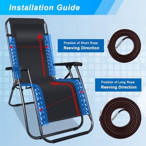 COITEK 4PCS Replacement Cord for Zero Gravity Chair, Universal Elastic Brown
