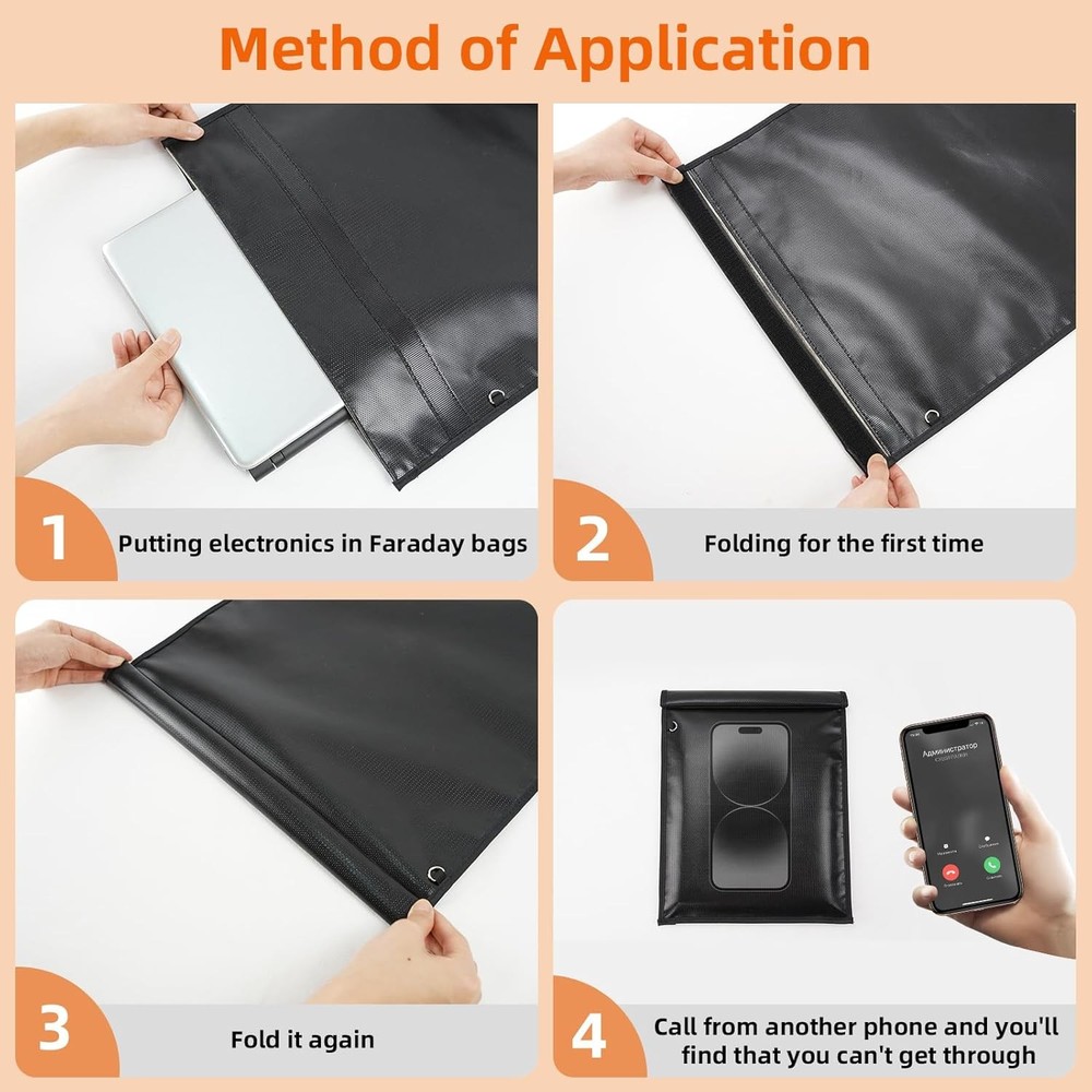 5-Piece Faraday Bag Set, Large Electromagnetic Shielding Bag with Handle