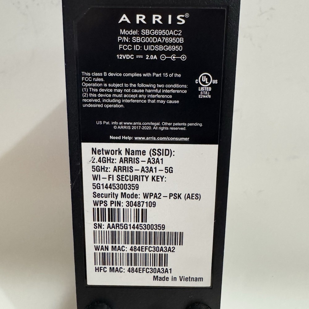 Arris Surfboard Cable Modem SBG6950AC2 New
