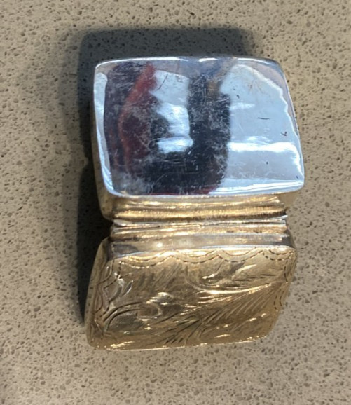 Vintage Engraved Sterling Silver Rectangle Pill Box