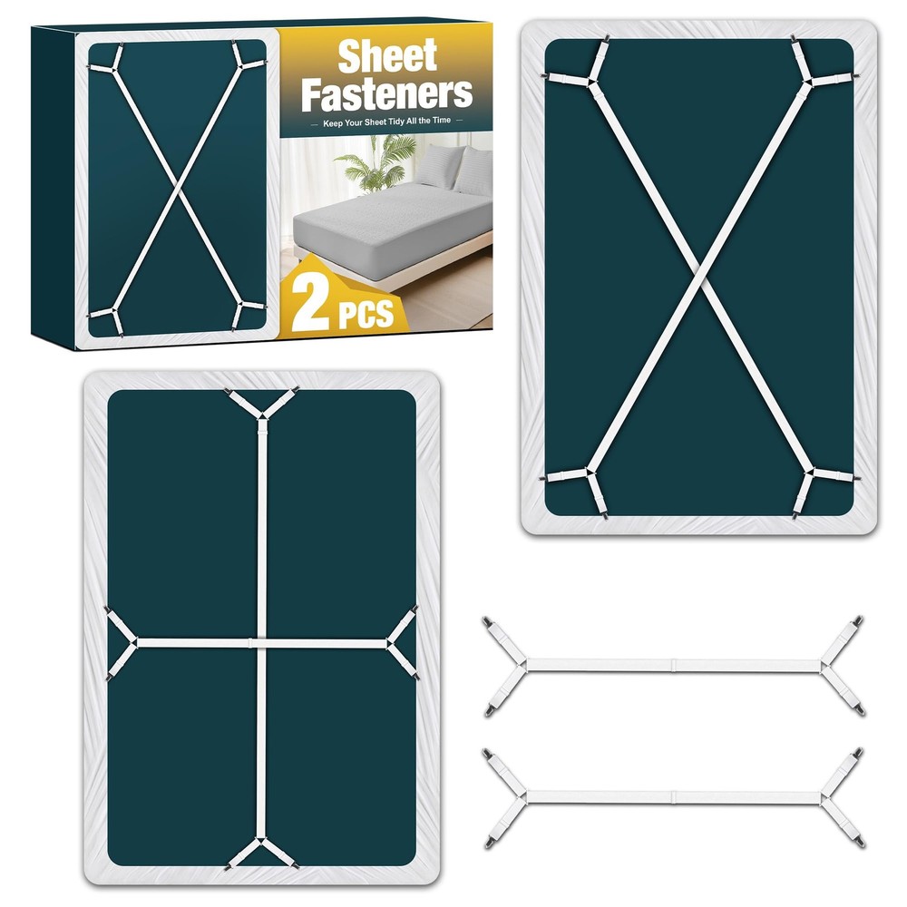 WHISPERING WONDER 2 Pack Extra Long Bed Sheet X Style 2 - White, White