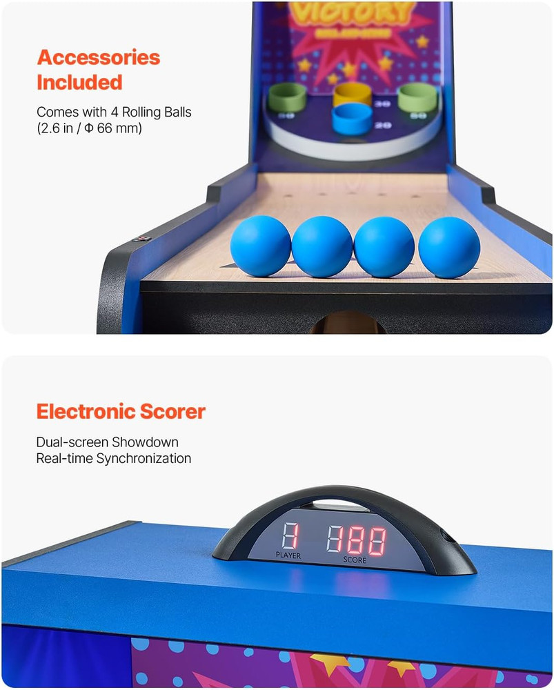 Roll and Score Classic Arcade Gametable, Sky Ball Table Machine, LED Electronics