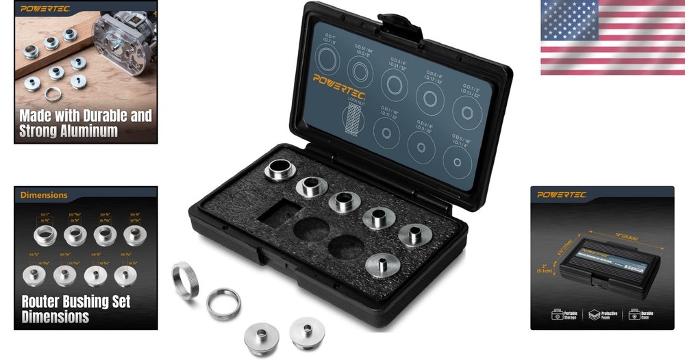 10 Piece Router Guide Set - Organized Storage for Woodworking Projects