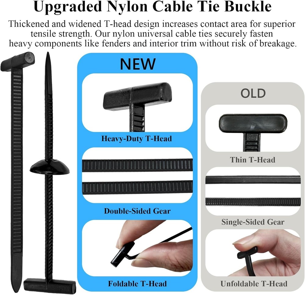 100PCS Upgraded Nylon Universal Cable Tie Buckle,Self-Locking Multifunctional Zi