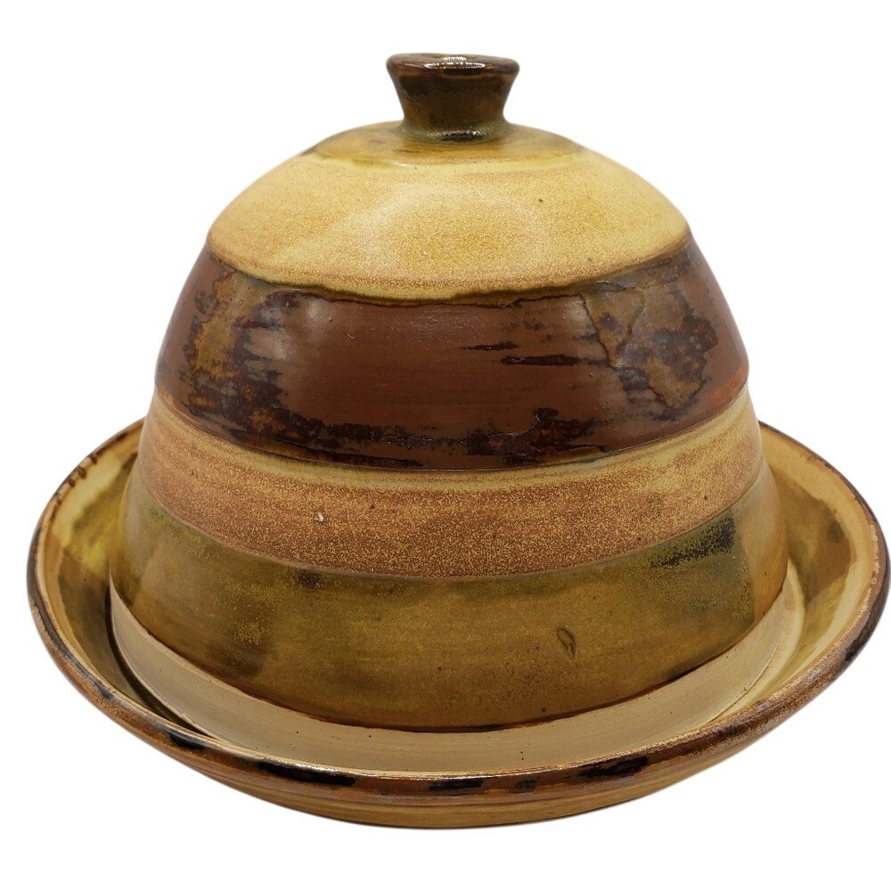 Vintage Ceramic Covered Cheese Dish with Bird Makers Mark