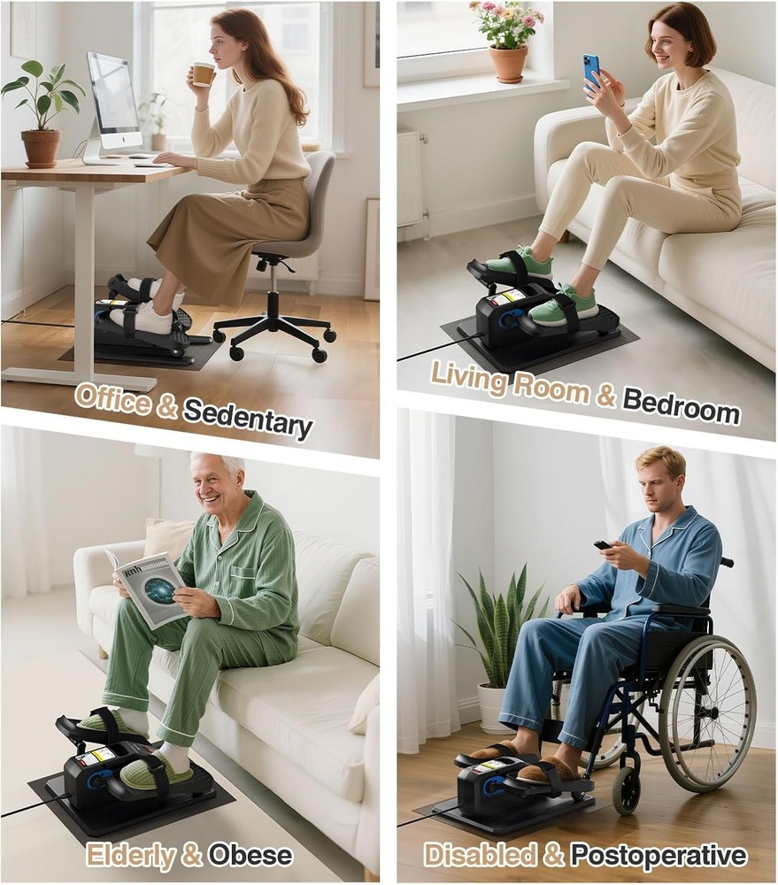 Portable Under Desk Elliptical Machine - Electric Exerciser with Remote Control