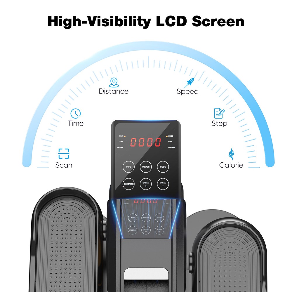 Under-Desk Elliptical Machine - Compact Portable, Adjustable Speed LED Display
