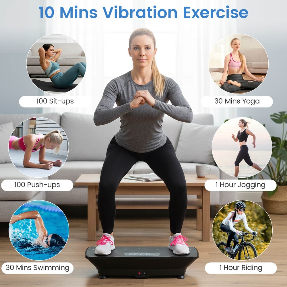 Vibration Plate Exercise Machine w/ Gravity Sensor, Remote Control, Bluetooth