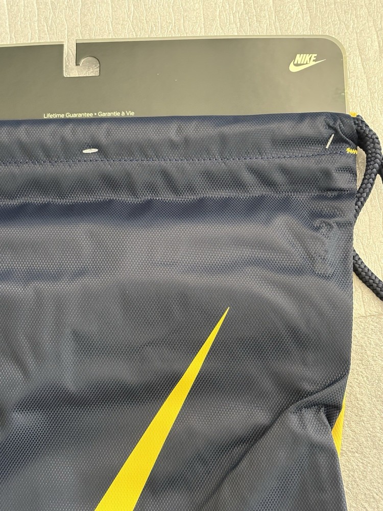 Nike Reversible Gymsack Drawstring Bag Navy Blue Yellow Swoosh Polyester 2006