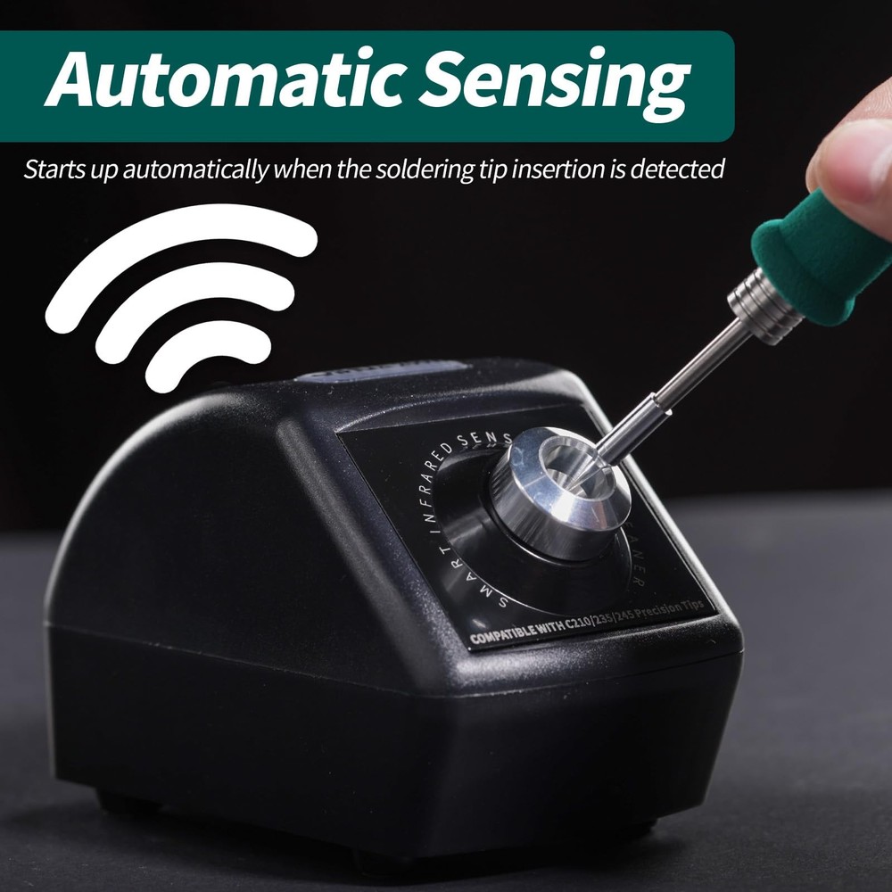 200W Motorized Soldering Tip Cleaner with Infra-red Sensor, 6 Brass...