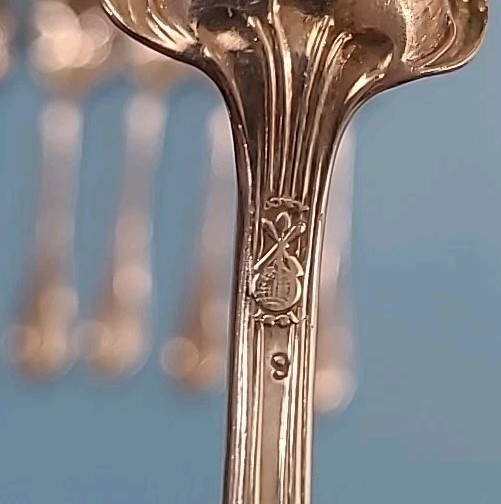 Vintage Set Of 6 A.S. CO 6" Ornate Spoons With Monogram "B" Flatware Silverware